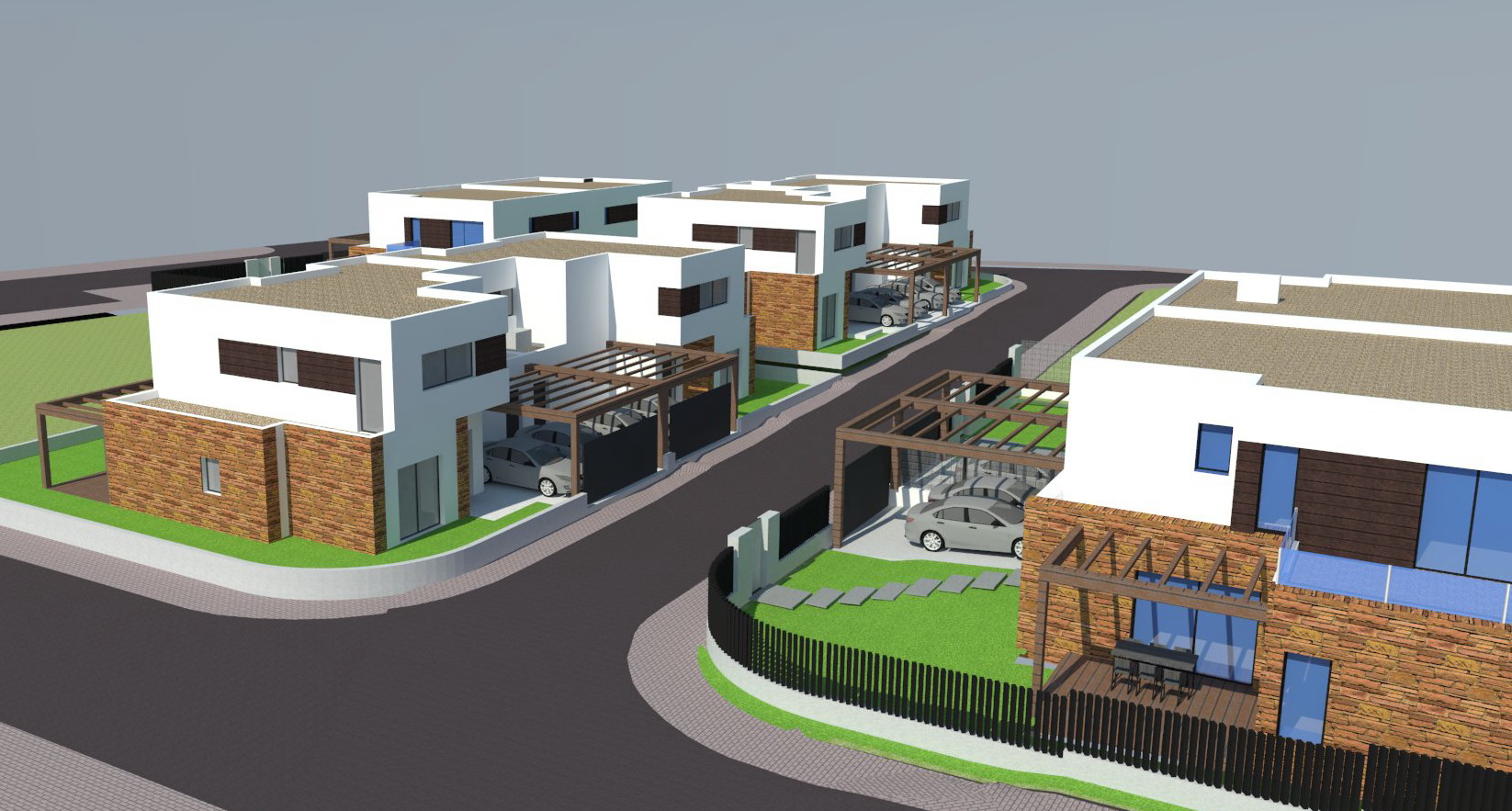 Imagen orientativa del conjunto de ocho chalets pareados en Xaz